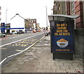 KP Nuts advert on a Clarence Place bus shelter, Newport