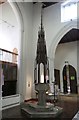 TF8115 : The font and its wooden cover, St James the Great church, Castle Acre by David Smith