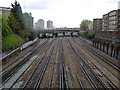 Railway tracks towards Clapham Junction station