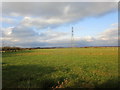 Pylon in a grass field near Corries Mill