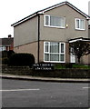 Mostly Welsh, partly English, name sign on a Bridgend corner