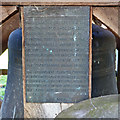 Plaque on bell cage, Wix churchyard