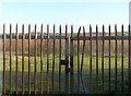 Gate into the Codnorpark Ironworks site on Station Lane