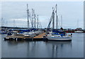 Boats moored in Tayport harbour