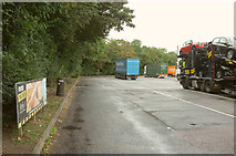 ST8878 : Leigh Delamere Services lorry park by Derek Harper