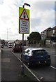 Warning sign - Humped Pelican Crossing, Neath Road, Swansea