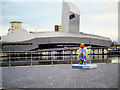 SJ8097 : Walking with the Snowman at The Quays by David Dixon