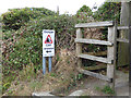 Warning sign on the coastal path