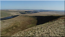 SN9719 : Eastern slope of Fan Fawr with view down to Beacons Reservoir by Colin Park