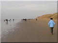 SD2606 : Walkers on sands at Formby Point, Boxing Day 2018 by David Hawgood