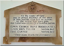TM3699 : WW1 memorial inside All Saints' Church, Chedgrave by Helen Steed