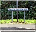 Sketchley Lane sign opposite the end of Sketchley Manor Lane