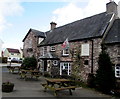 Picnic tables outside the Bell, Glangrwyney, Powys