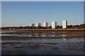 Canberra Towers from Weston beach at low tide