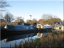 NT1470 : Moored canal boats at Ratho by M J Richardson
