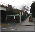 Bus stop and shelter near Aber railway station, Caerphilly