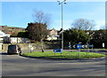 Four-lamp lamppost on a Cwmbach roundabout