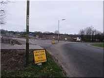 ST1195 : Caution - Walters site entrance, Nelson by Jaggery