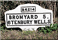 Old Milestone by the B4214, opposite Grithill Farm