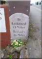 Modern Milestone by the A390, Drakewalls, Calstock Parish