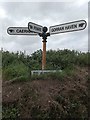 SW9941 : Old Direction Sign - Signpost by crossroads west of Gorran School, St Gorran Parish by Milestone Society