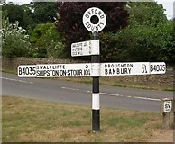 SP4037 : Old Direction Sign - Signpost by the B4035, Lower Tadmarton by Milestone Society