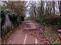 Metal barriers across a footpath and cycleway, Ystrad Mynach