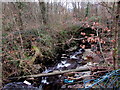 Pipe over a brook below Penallta Road, Ystrad Mynach