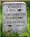 Modern Milestone by the A259, Havant Road, Havant Parish