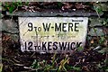 NY3308 : Old Milestone by the A591, near White Swan Hotel by CF Smith