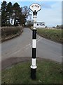 SJ4804 : Old Direction Sign - Signpost north of Great Ryton, Condover parish by Milestone Society