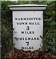 Old Milepost by primary school, High Street, Sutton Veny parish