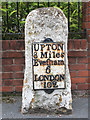 SO9445 : Old Milestone by the B4536, Abbey Park, Pershore parish by J Higgins