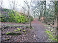 Retaining wall supporting a former mill pond, Mixenden