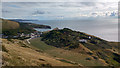 SY8180 : View towards Lulworth Cove from coast path on Hambury Tout by Phil Champion