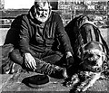 TR1458 : Homeless man and Buffy the dog. Westgate, Canterbury by Matt Harrop