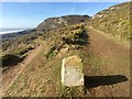 SS4684 : Coastal paths and marker stone by Alan Hughes