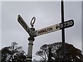 Old Direction sign - Signpost by the B730, Main Street, Dundonald