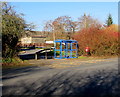 Blue bus shelter near Lewis Square, Upper Abercanaid