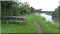 Picnic bench along the Lancaster Canal towpath