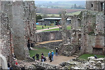 SO4108 : View towards visitor centre, Raglan Castle by M J Roscoe