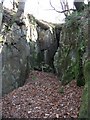 A steep gully leading to old mine adit on the East bank of Afon Ogwen, Bethesda