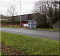 A4054 blue bus shelter in Pentrebach