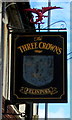 Three Crowns name sign and red dragon, Hubberston