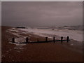 SZ2991 : Milford on Sea: an old wooden groyne by Chris Downer