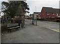 Bench and bus shelter near the main entrance to  St Woolos Cemetery, Newport