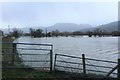 SH7964 : Flooded fields beside A470 road by Richard Hoare