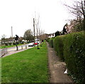 Slightly elevated pavement on the north side of Caerphilly Road, Bassaleg 