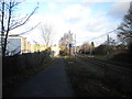 Path and tramway passing site of Swan Village station, West Bromwich