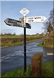 SU0206 : Old Direction Sign - Signpost at Horseshoes, Holt parish by Milestone Society